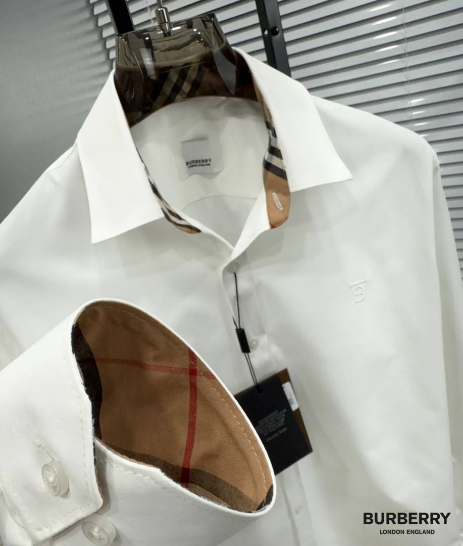 Burbery Chest Logo Full Sleeves Shirt White