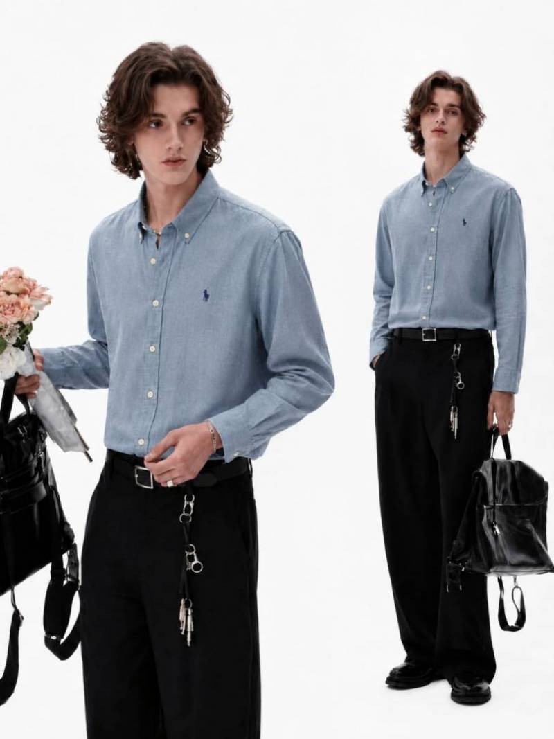 RALPx-H L-AURENx P-OLO IMPORTED STORE ARTICLE SHIRT linen fabric