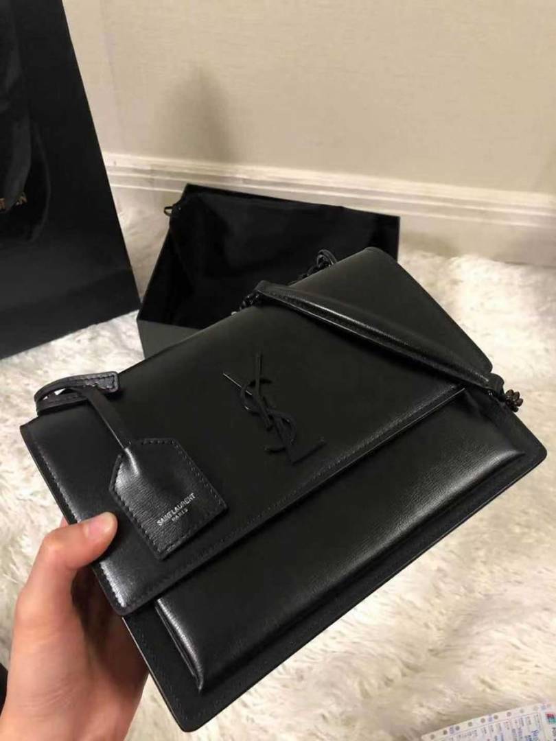 Ysl Sunset All Black 2503 Shoulder Bag With OriginalBox & DustCover