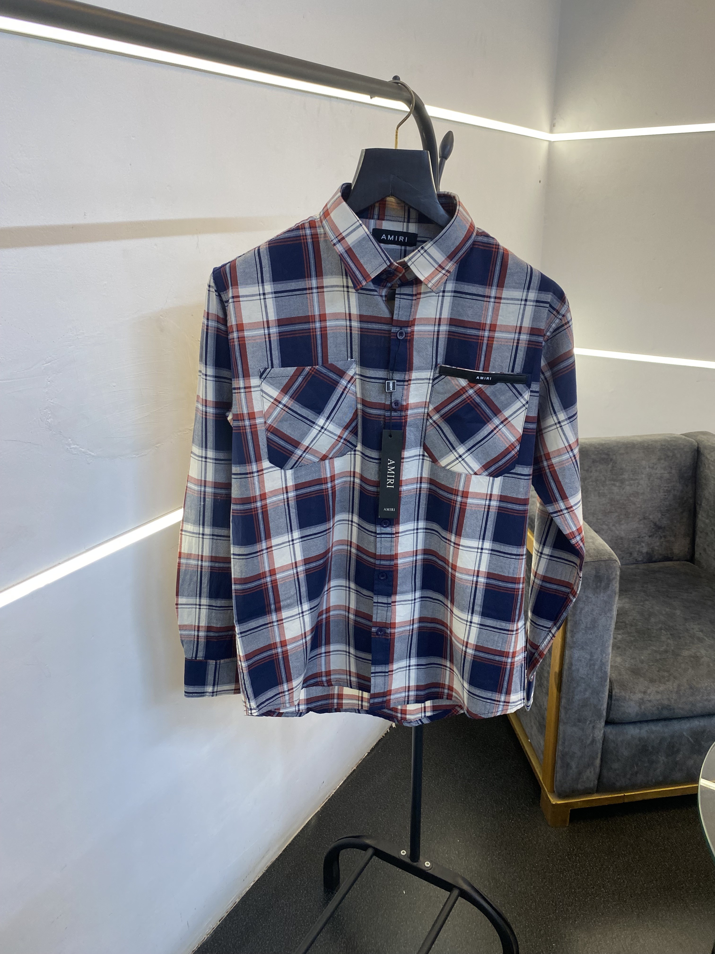 Ameeri style 4 checks imported box packing shirt red blue