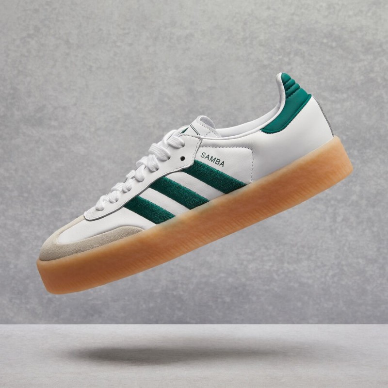 Adidas Samba trainers in white and green