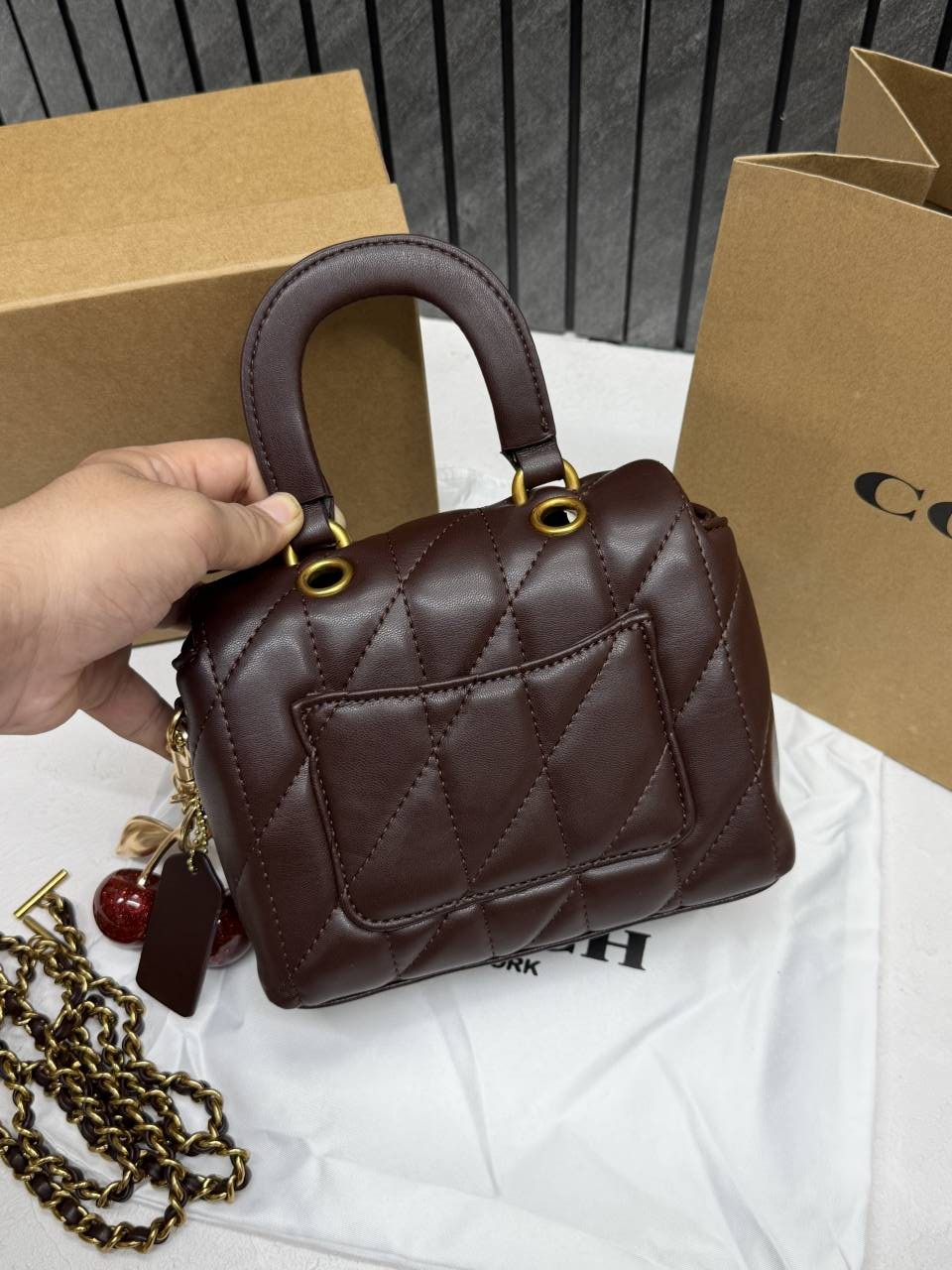Coacch 9922 Tabby Top Handle Bag With Cherry Charm Original Box DustCover & CarryBag