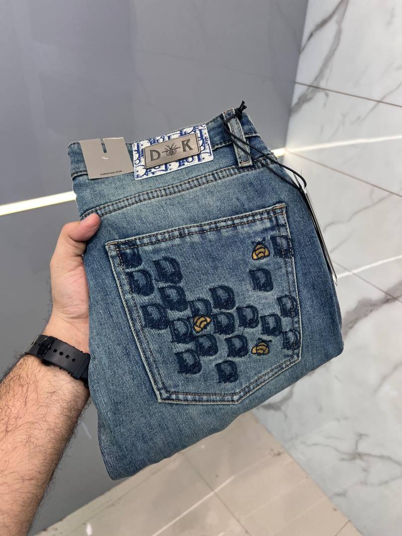 Christian Diyor Green Shade Premium Imported Boot Cut Denim with Embroidered pocket 2374