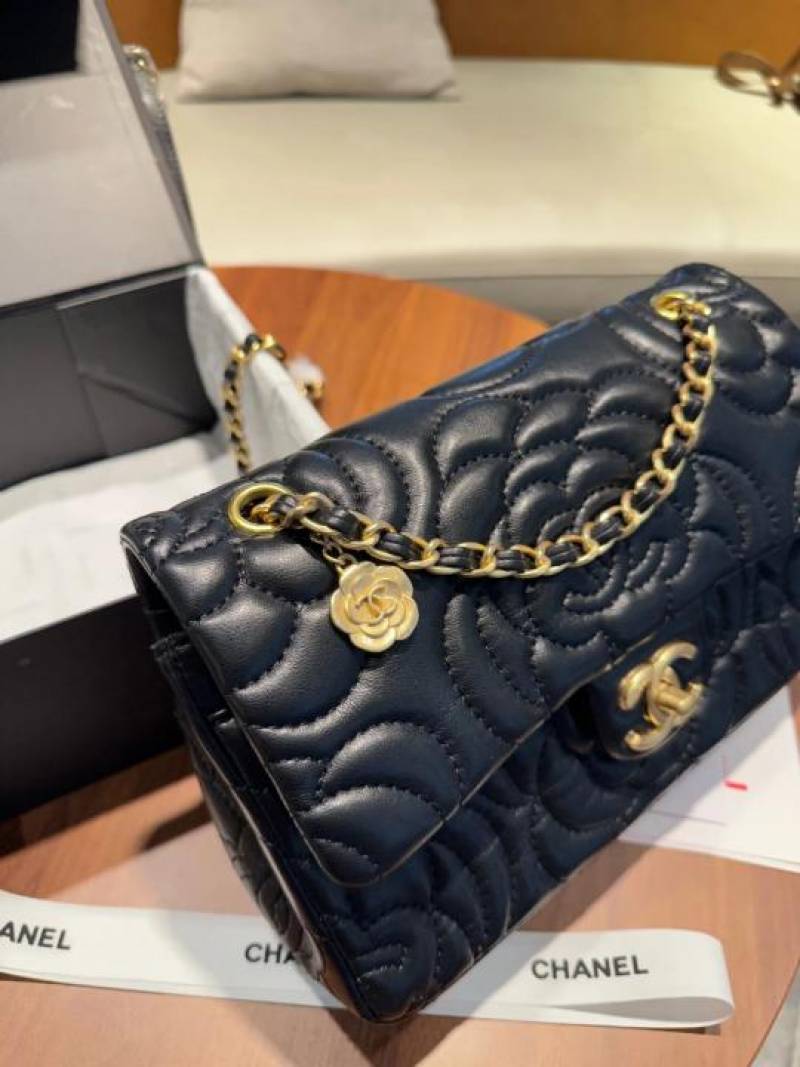 Chennel1208 Camellia Premium Limited Edition Bag With OG Box & Dust Bag (Black - 1208)
