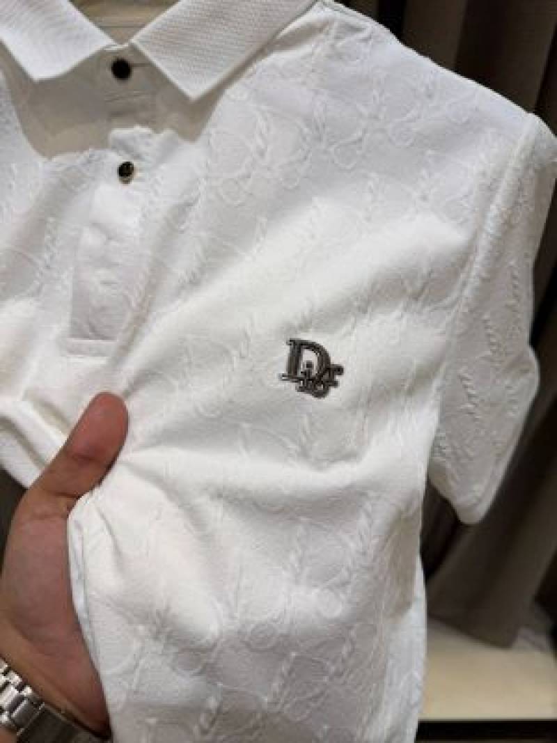 Christian Diyor Chest Logo Full Monogram Polo T-shirt White