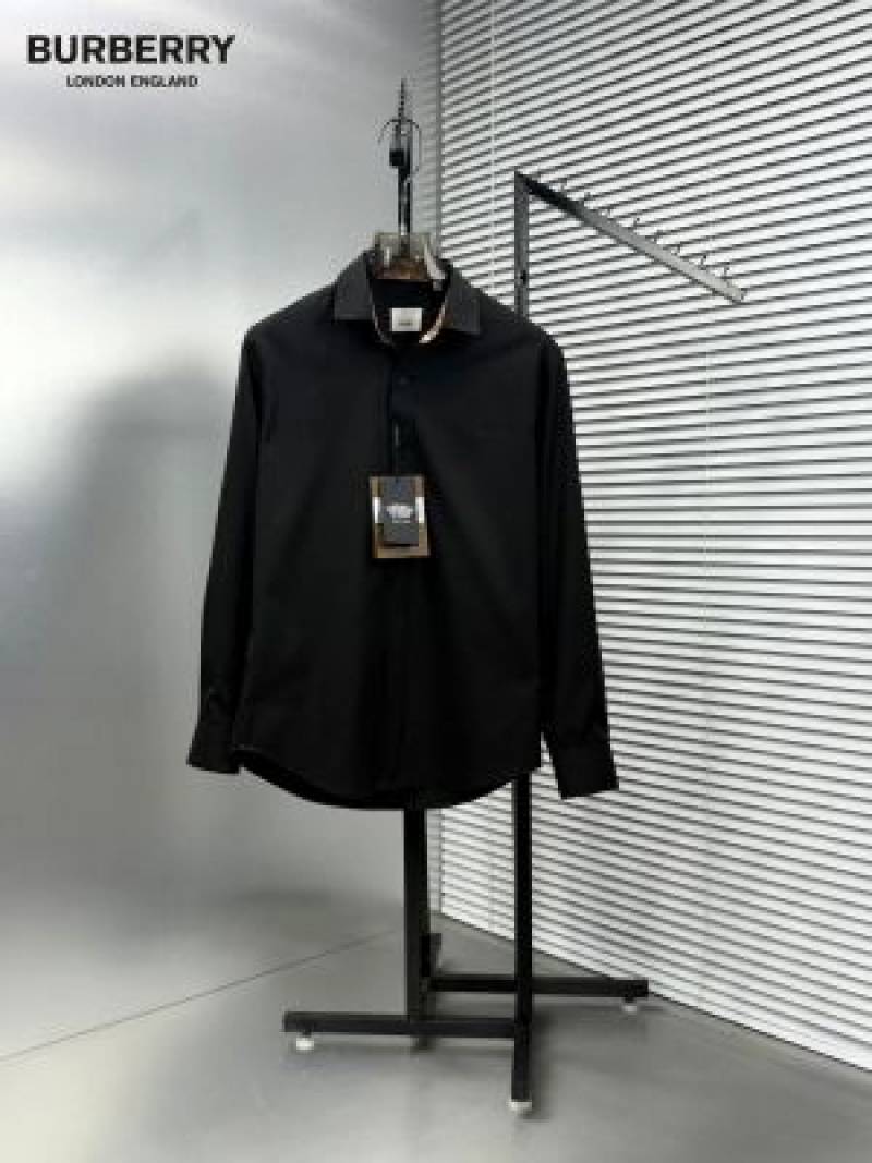 Burbery Chest Logo Full Sleeves Shirt Black