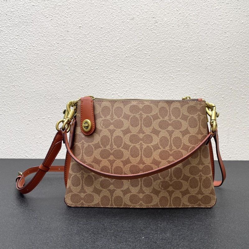 Coacch_Double_Zip_Signature_Canvas_Leather_ShoulderBag_With_CarryBag_DustCover