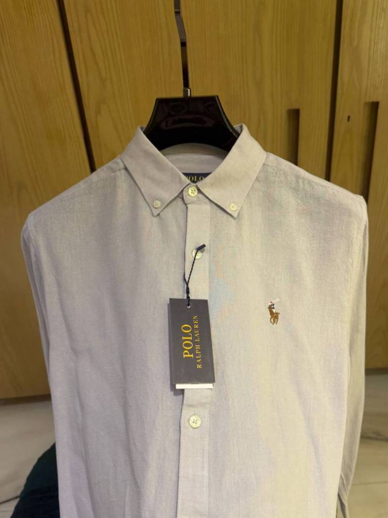 RALPx-H Lx-AUREN P-OLO IMPORTED STORE ARTICLE SHIRT linen fabric GREY COLOUR