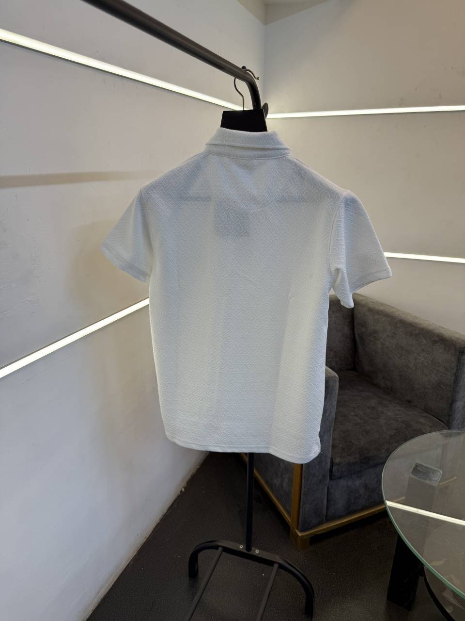 Burbery self knitted embossed print turkish imported polo tshirt white sale