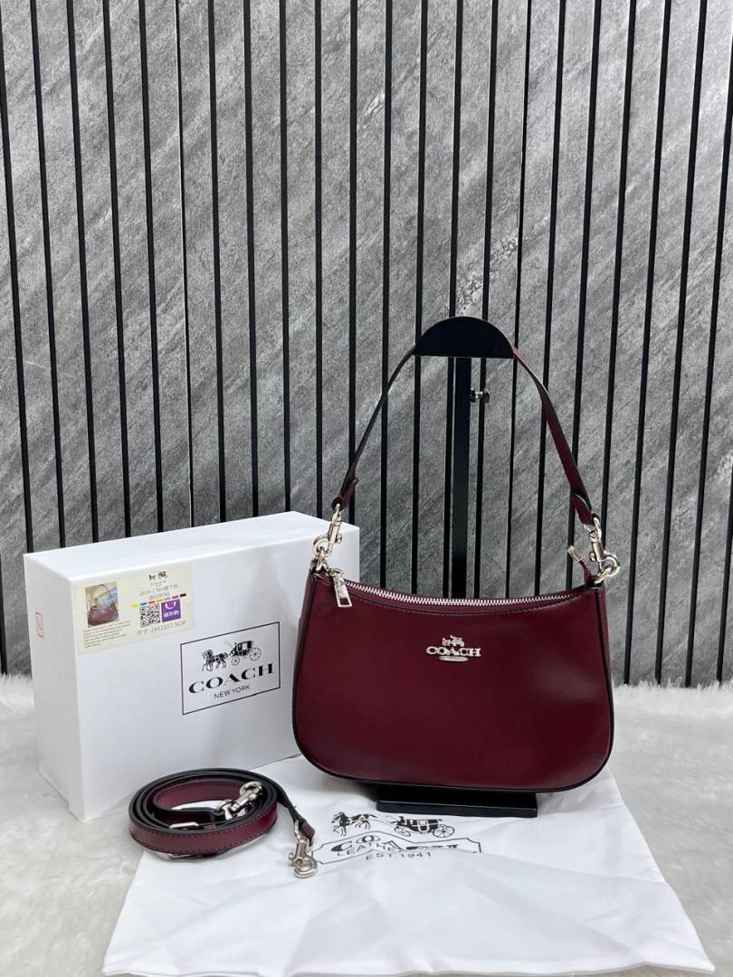 Coach_Teri_Wine_ShoulderBag_With_OriginalBox_DustCober