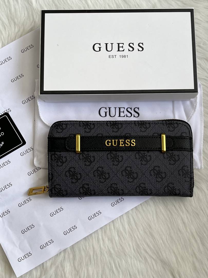 Guess 006 Gray Long Wallet With Original Box DustCover Card Packaging