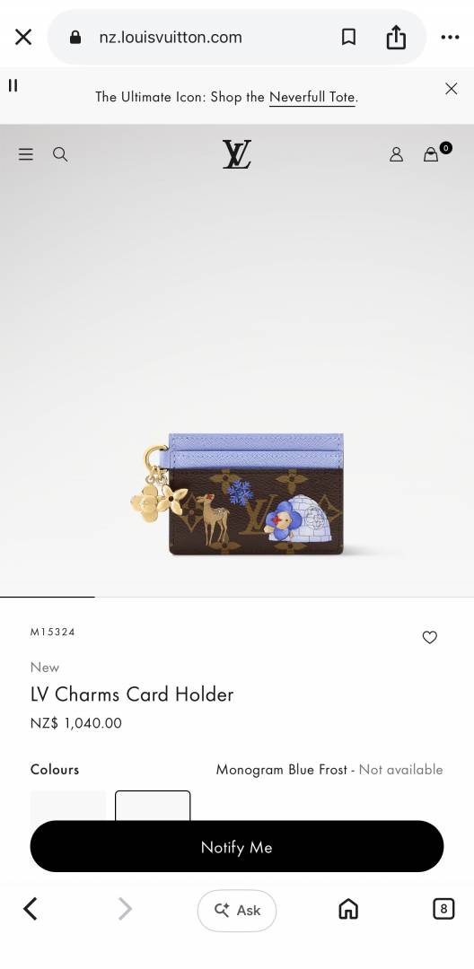 Louiis Vuitton L-13 LV Charm Card Holder With Original Box & DustCover