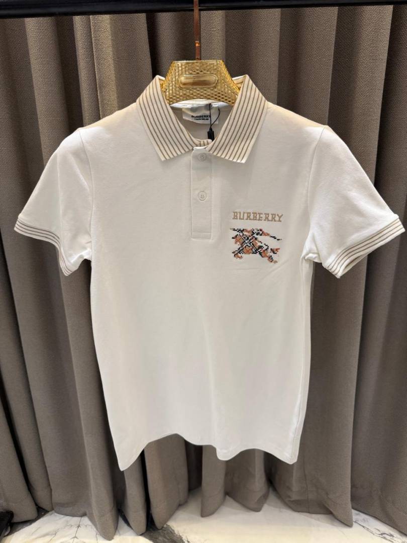 Burbery Chest Logo Polo T-shirt White