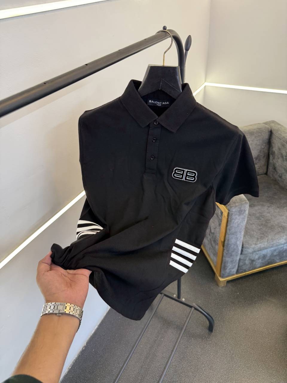 Balenciag a luxurious imported polo tshirt black
