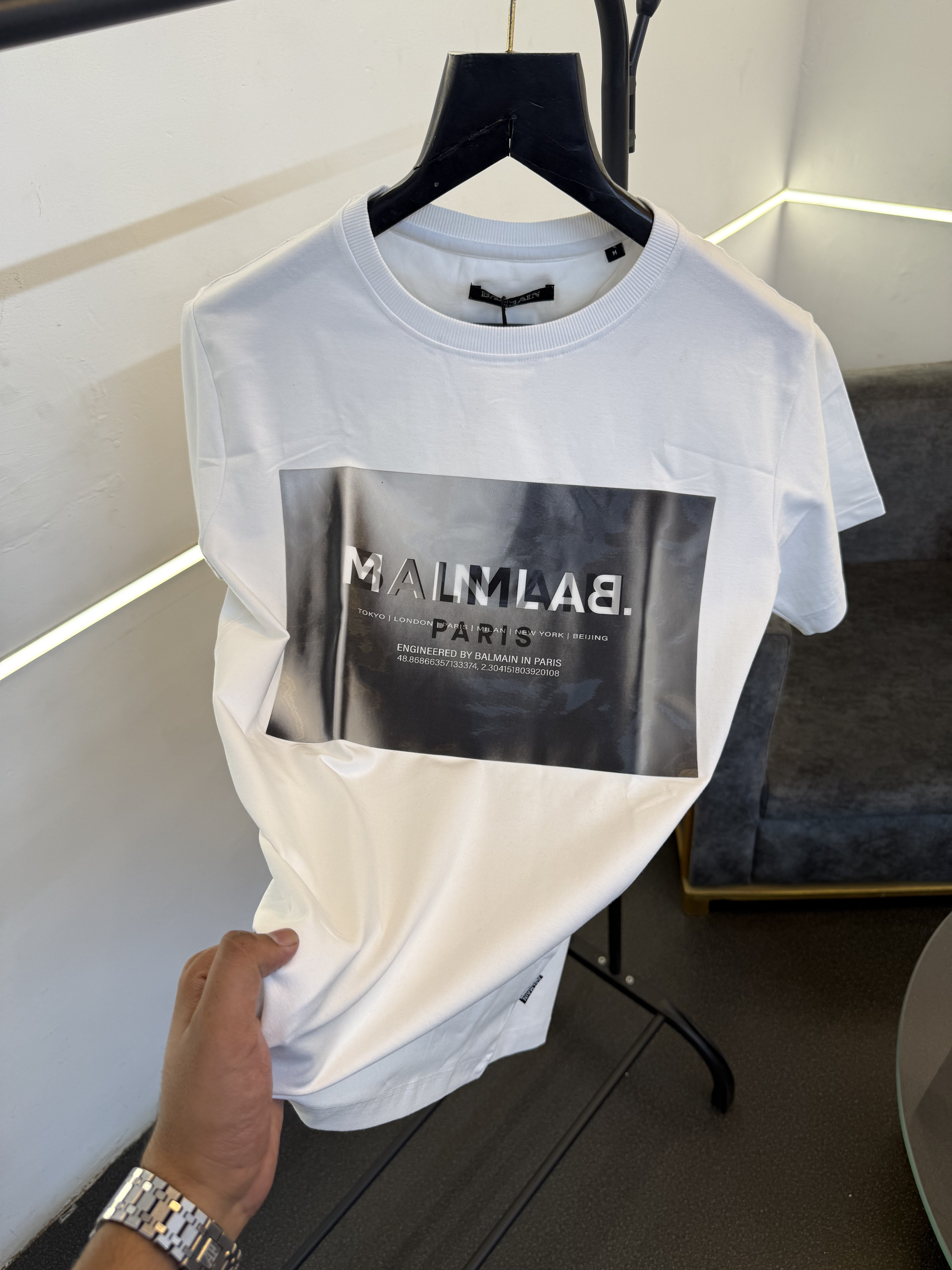 Balman Turkey imported round neck 3d print patch tshirt white sale
