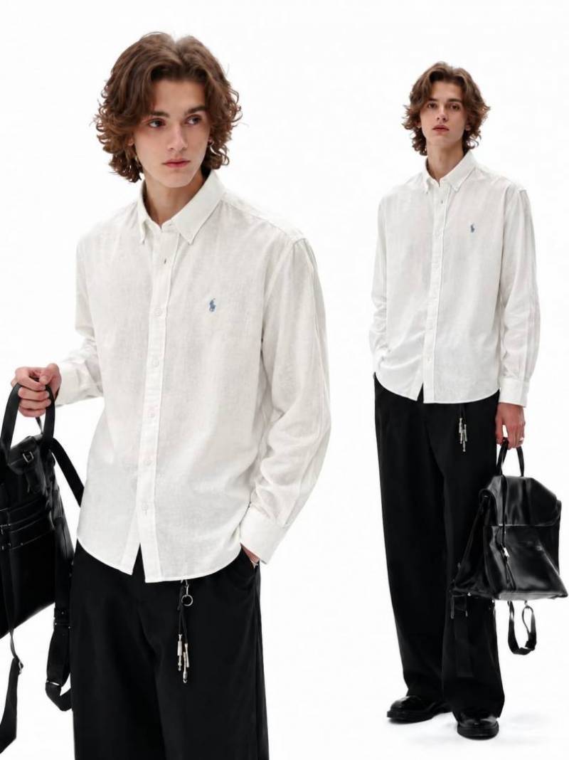 RALPx-H L-xAUREN P-OLO IMPORTED STORE ARTICLE SHIRT linen fabric