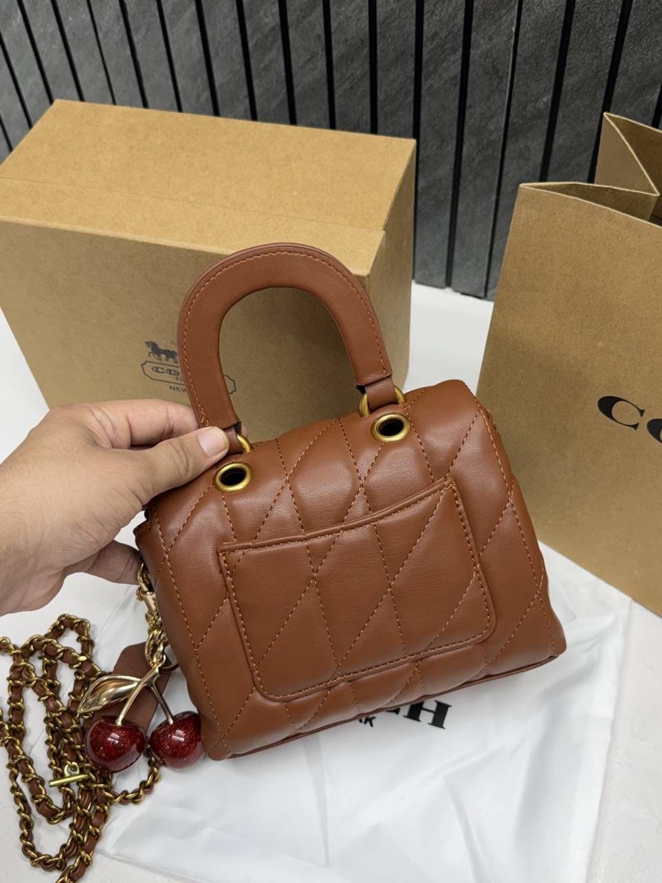 Coacch 9922 Tabby Top Handle Bag With Cherry Charm Original Box DustCover & CarryBag