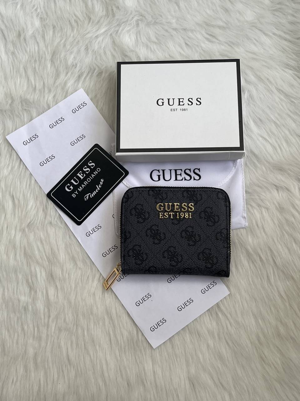 Guess 03 Gray Mini Zippy Wallet With Original Box - Dust Cover - Card Premium Packing