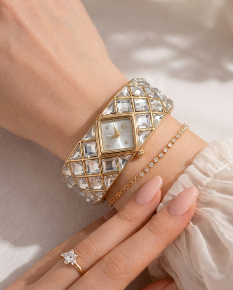 Swarovsky Curiosa Gold White Watch For Her 829