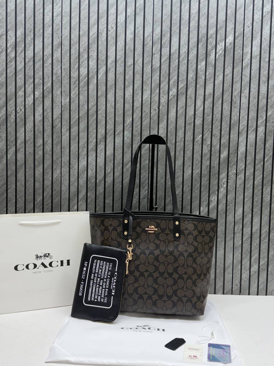 Coacch CB 03 Coffee-Black Reversible City Tote With Wallet CarryBag & Original DustCover