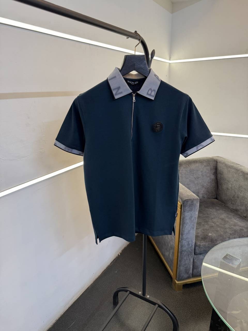 Balman 3d collar and sleevs imported polo tshirt with steel logo c green