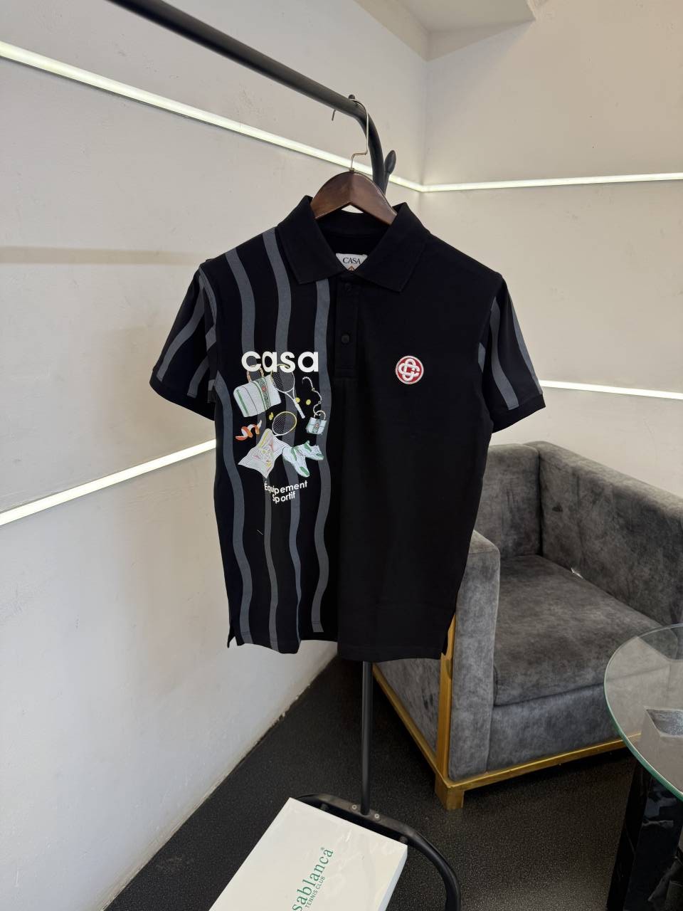 Casablanca turkey imported polo tshirt black
