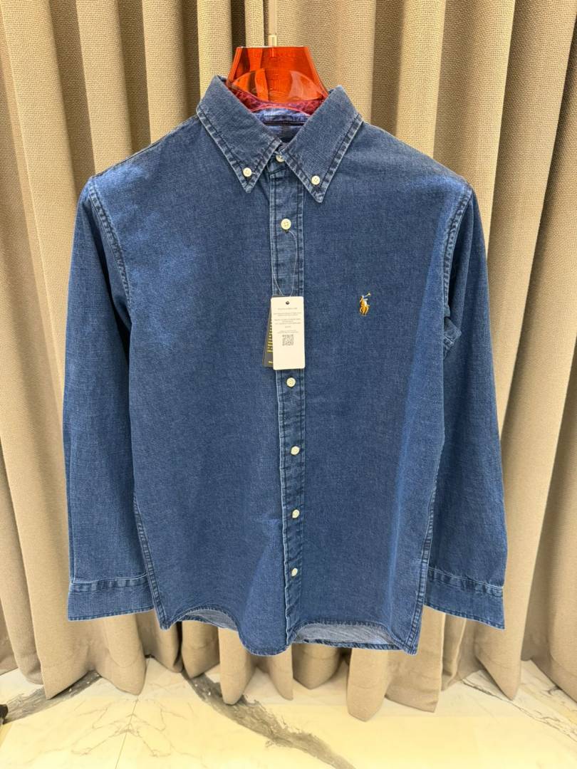 _lauren chest logo full sleeves shirt denim dark blue
