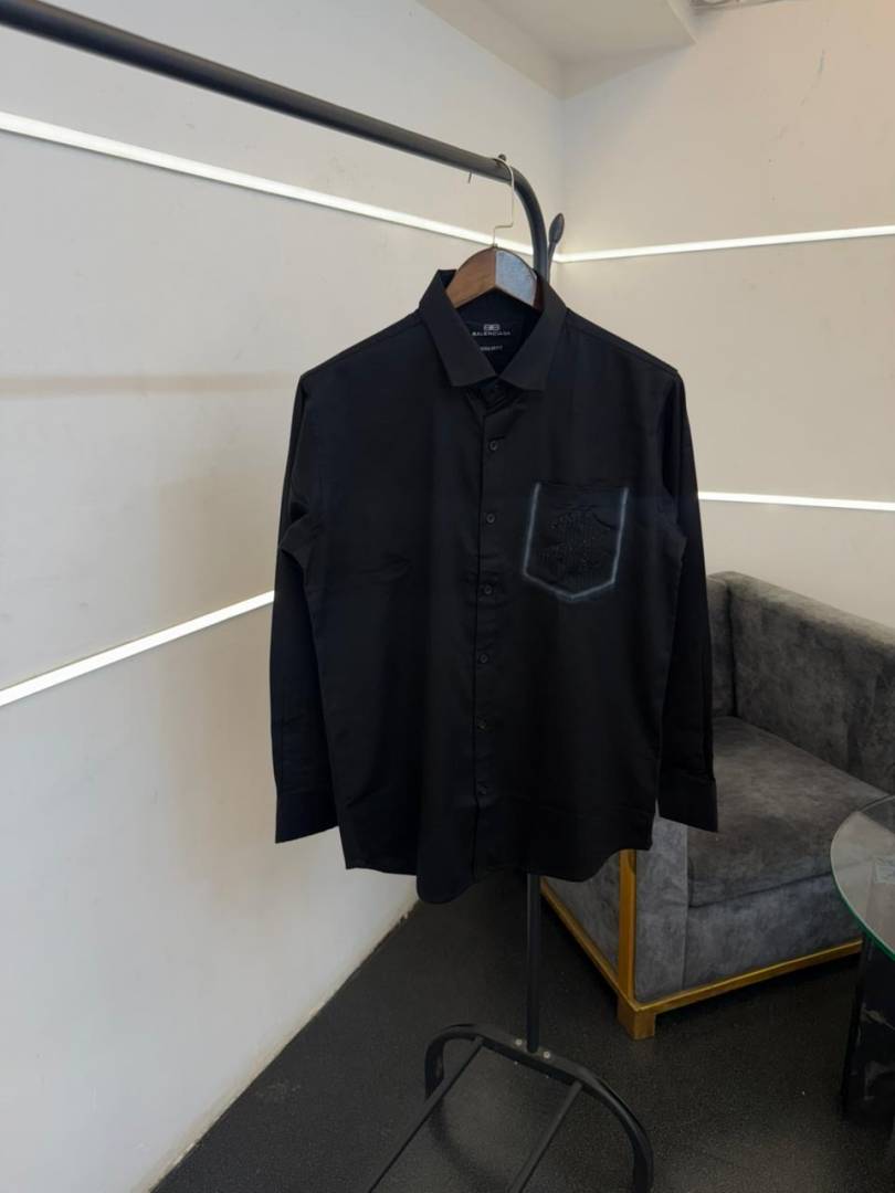 Balenciaagaa premium full sleeves diamond finish shirt black