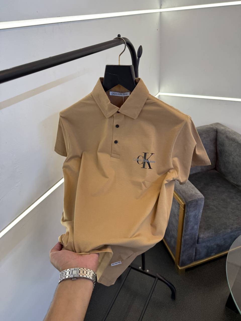 Calvin kline brown front and back print turkish imported polo Tshirt