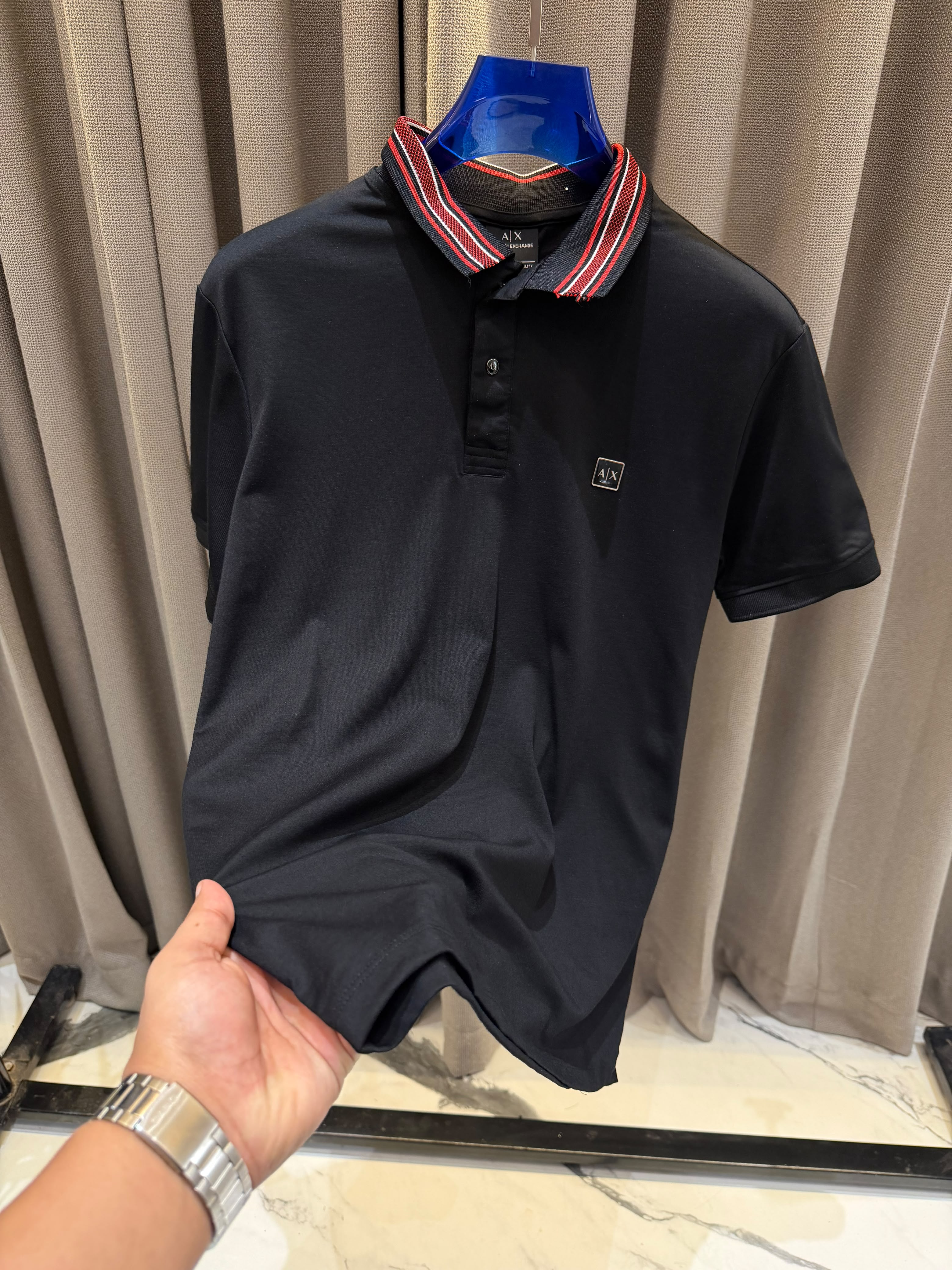 AX Chest Logo Polo T-shirt Black