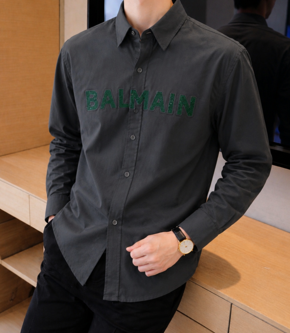 BALMAN IMPORTED STORE ARTICLE DIAMOND CHINA SHIRT GREEN
