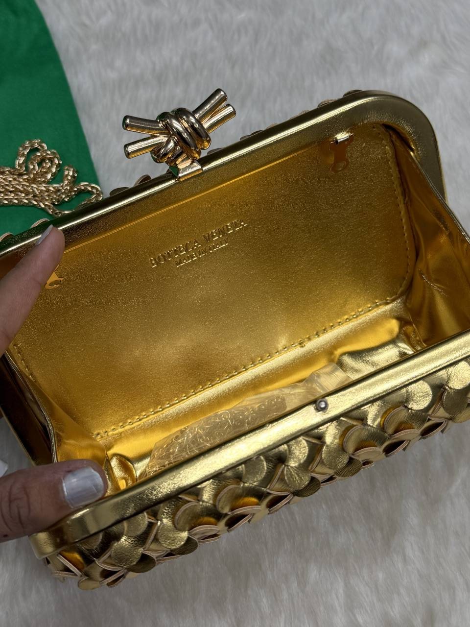 Bottega_Veneta_Gold_67_Knot_Leather_Clutch_With_OriginalBox_DustCover_Highend
