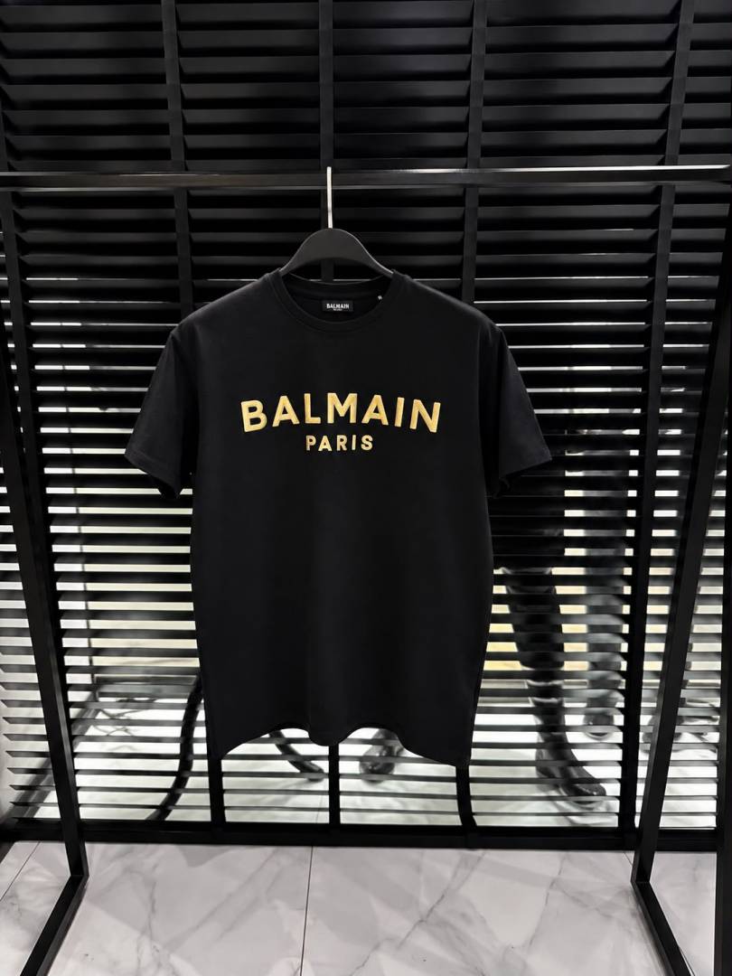 Balmai Middle Brand Print Round Neck T-shirt Black