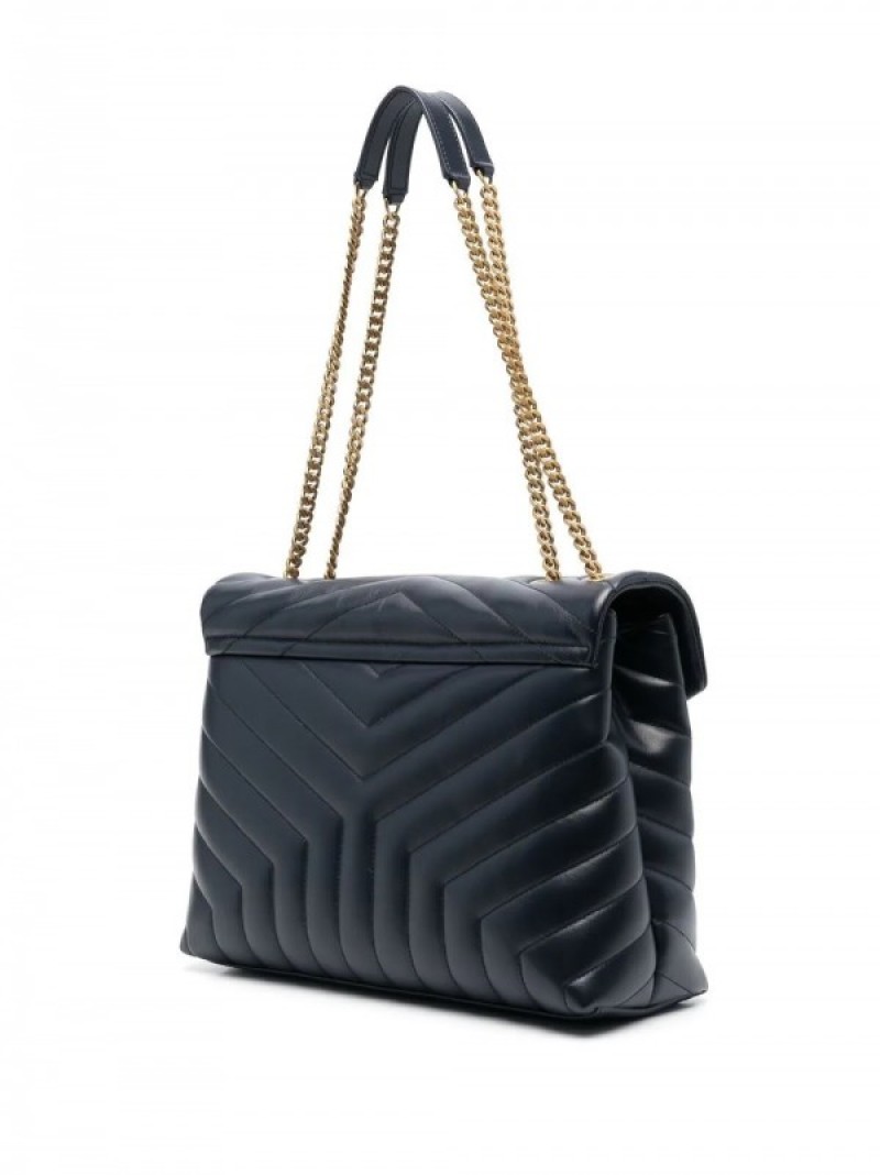 YSL Saint Laurent Loulou Shoulder Bag With OG Magnetic Box & Dust Bag (Black - Gold - 165)
