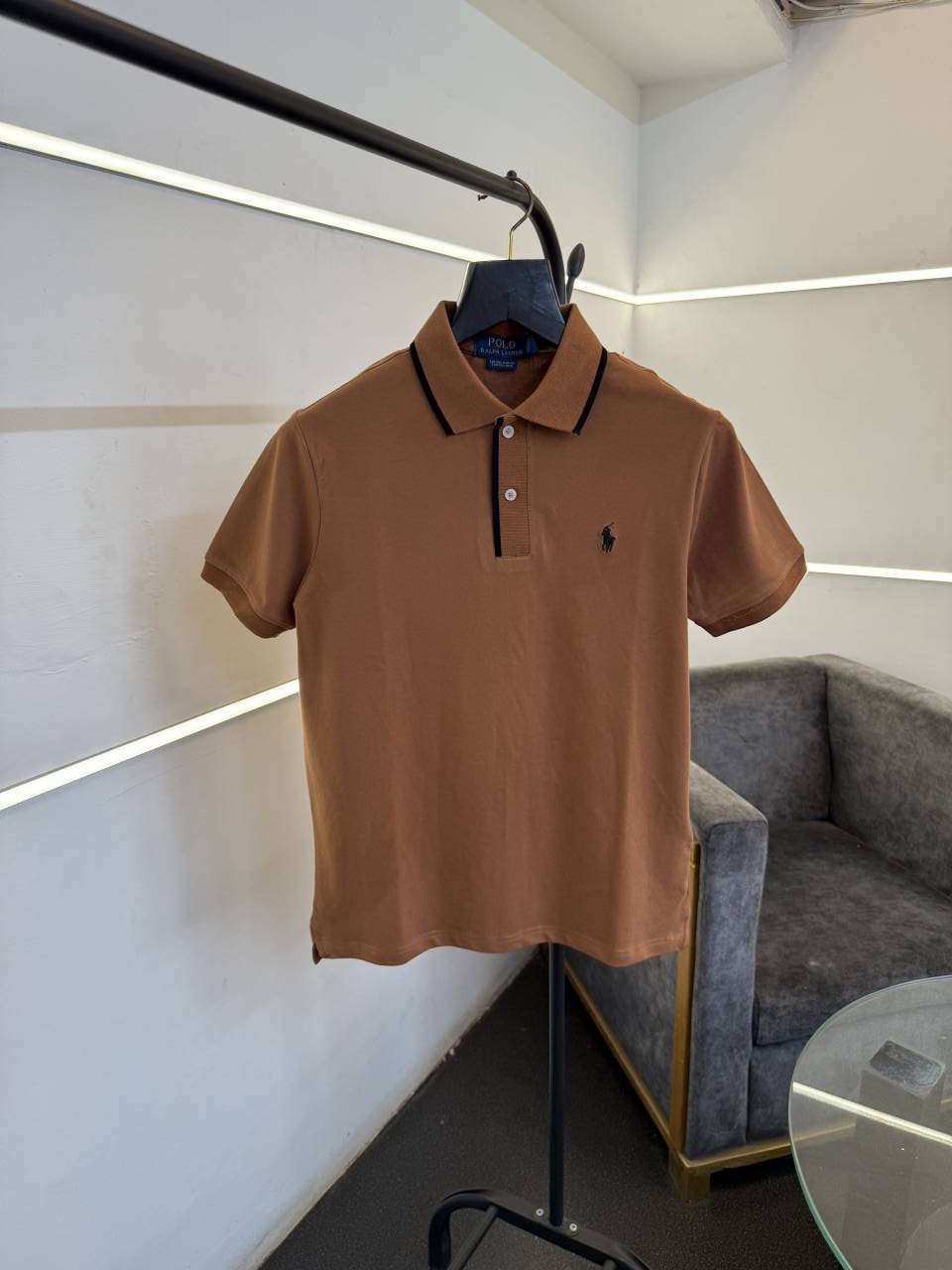 Ralf lauren imported embroidery logo polo tshirt light brown