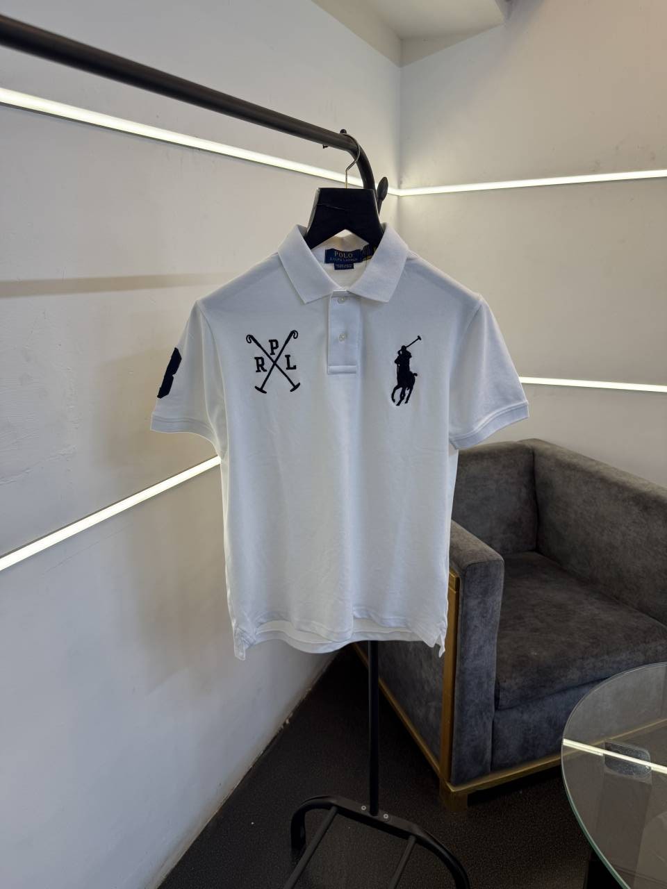 Ralf lauren imported embroidery sale logo polo tshirt white