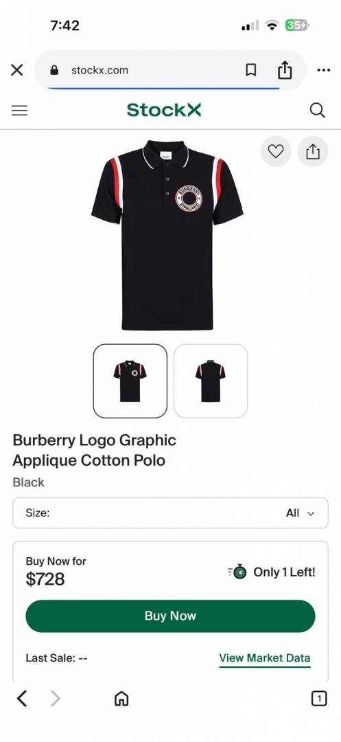 Burbery Chest Logo Polo T-shirt Black