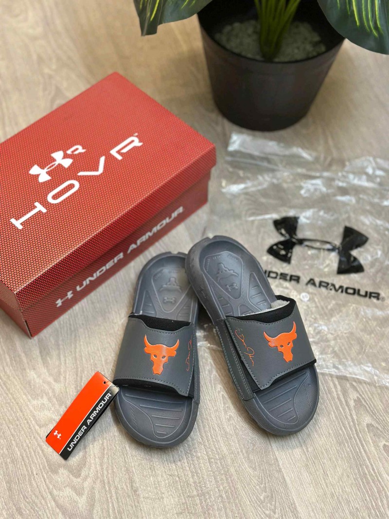 Under Armor Project Rock 3 Grey Orange Flip-Flop