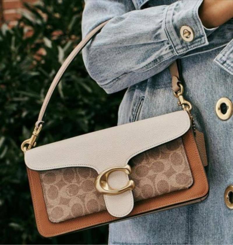 Coacch Tabby 26 Brown White mono Shoulder Crossbody Bag With Original Box 2 Belt (Short Long)