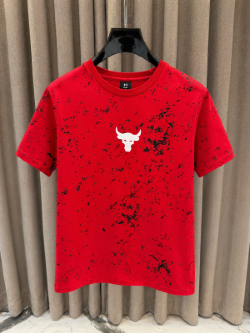 Under Armor Middle Brand Logo Round Neck T-shirt Red