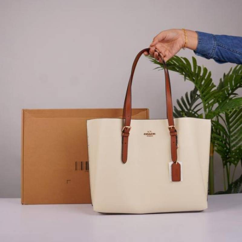 Coaach Mollie Premium Leather Tote Bag With OG Box & Dust Bag (White - 1199)