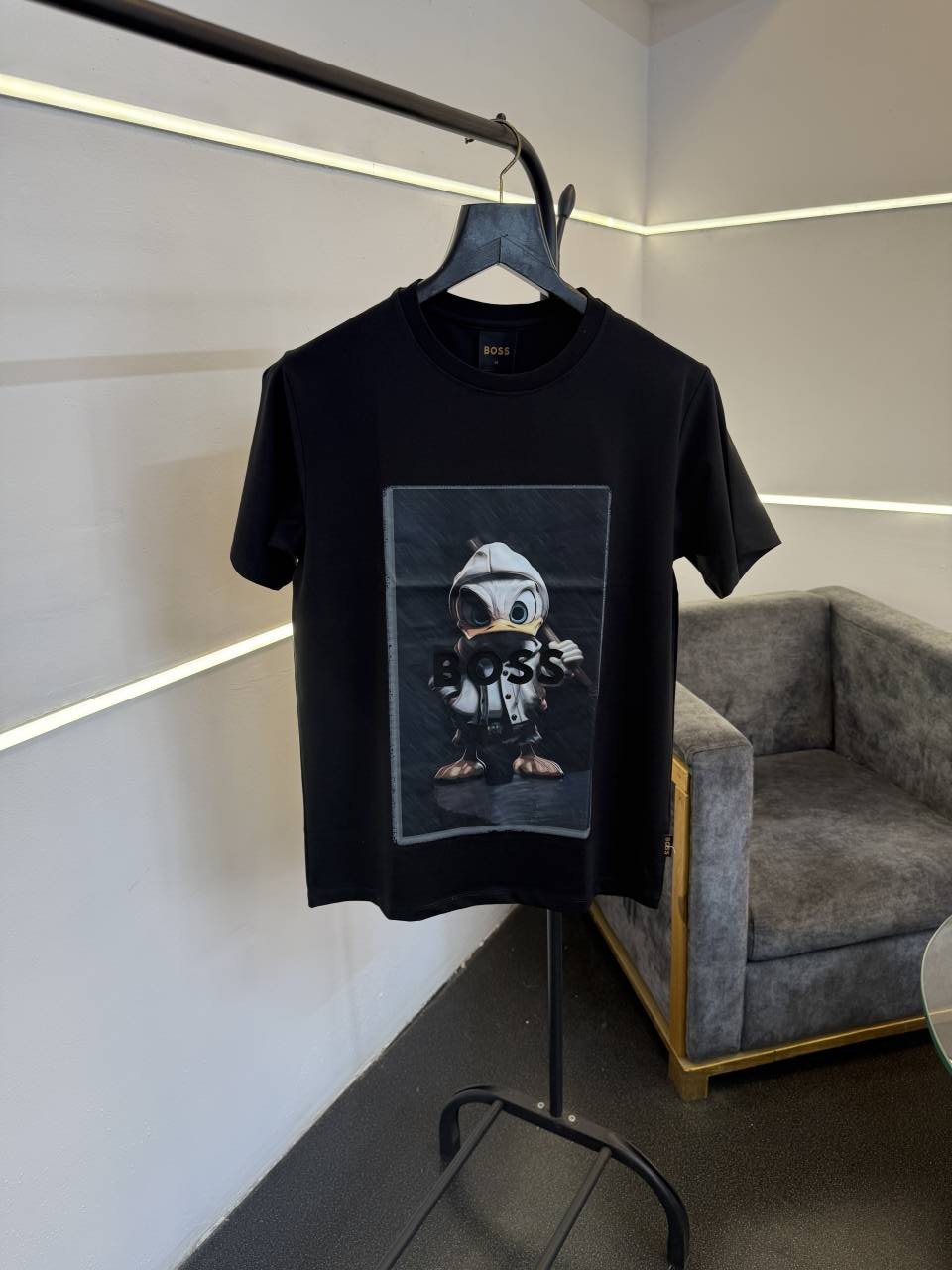 Hugo bos turkey imported heavy print and patch round neck tshirt black sale video