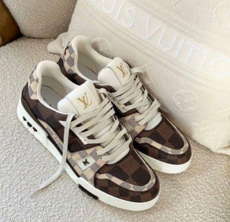 vuitto nn lv Trainer sneaker checkered brown with full kit