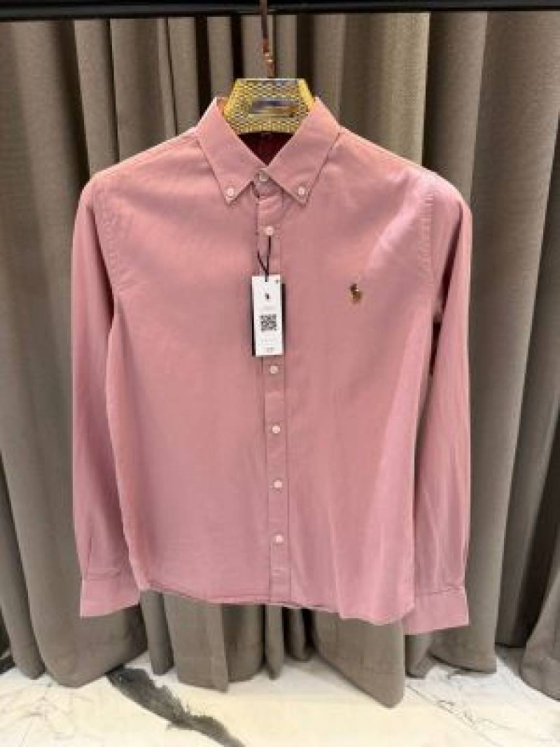 RL chest logo full sleeves shirt magenta pink