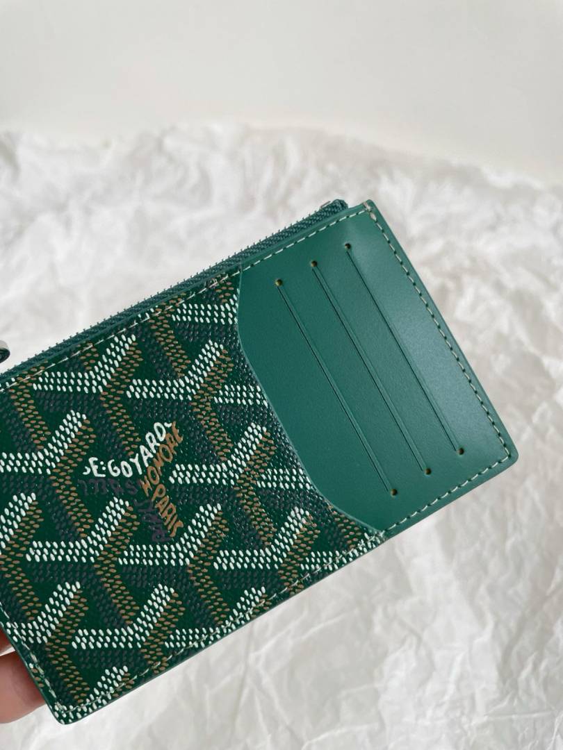 Goyarrd GO-2 Green Bourbon Zip Card Case Wallet With Original Box & DustCover