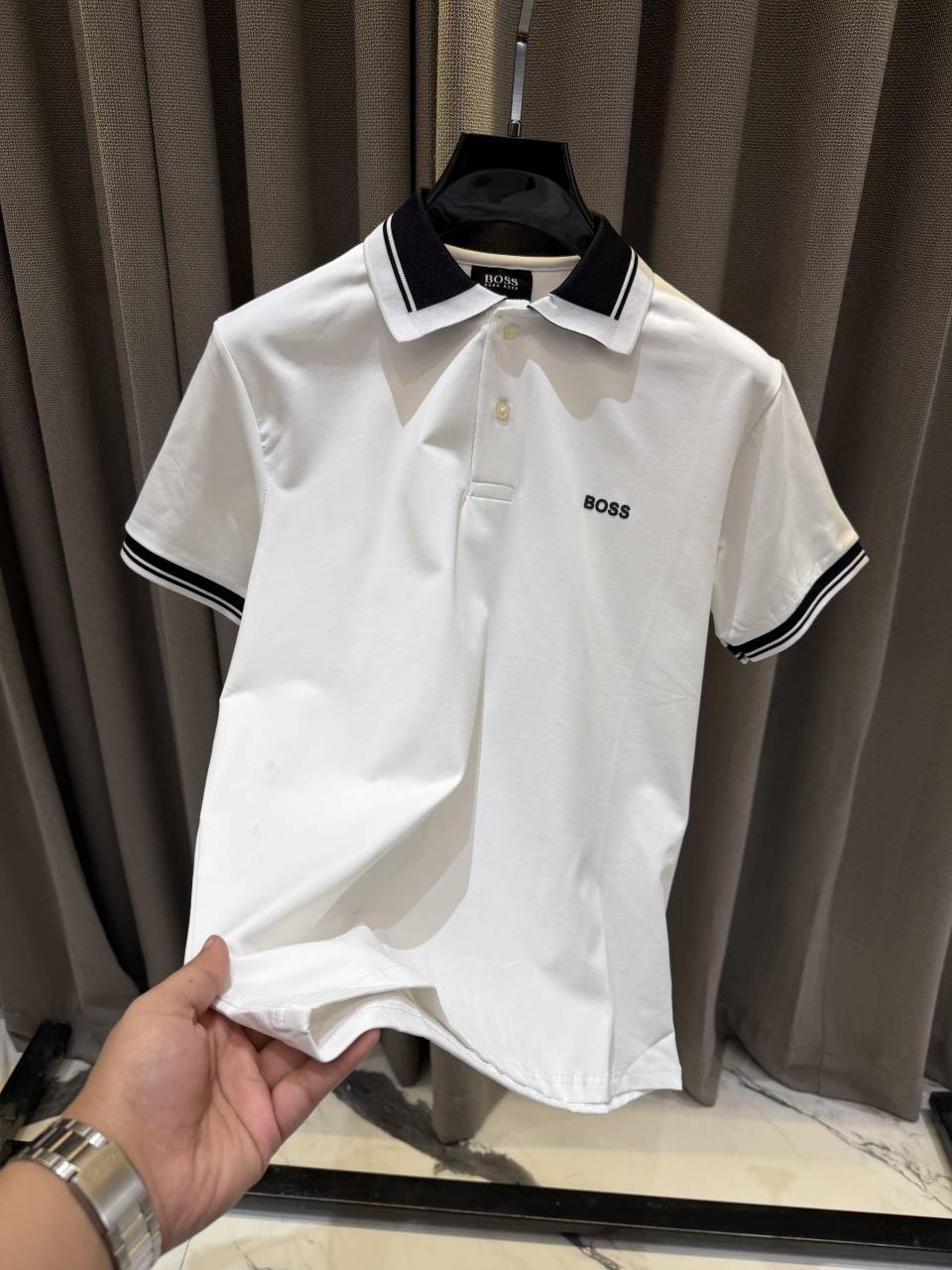 Boss Premium Polo Tshirt White Black