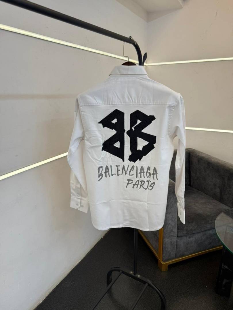 Balenciaagaa premium full sleeves diamond finish shirt white