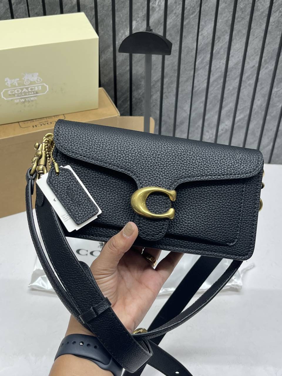 Coacch CB Tabby 20 Black-Gold Highend With Original Packing & Branding Inside Flap