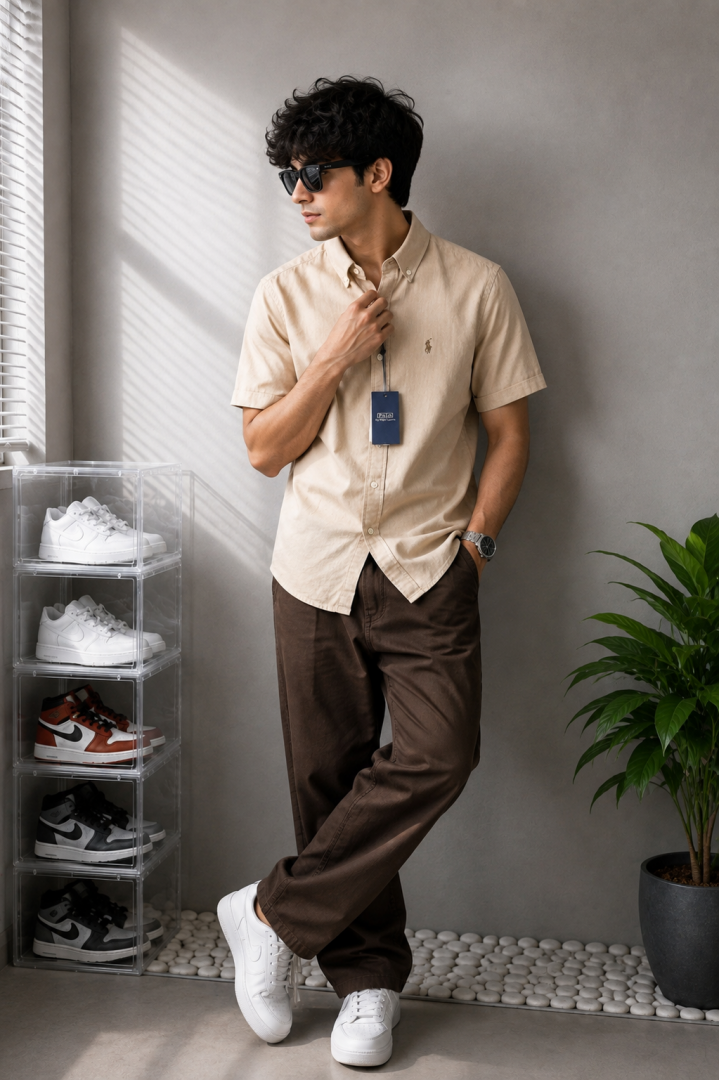 Ralp Laure_n RL Premium Half Sleeves Linen Shirt 2219