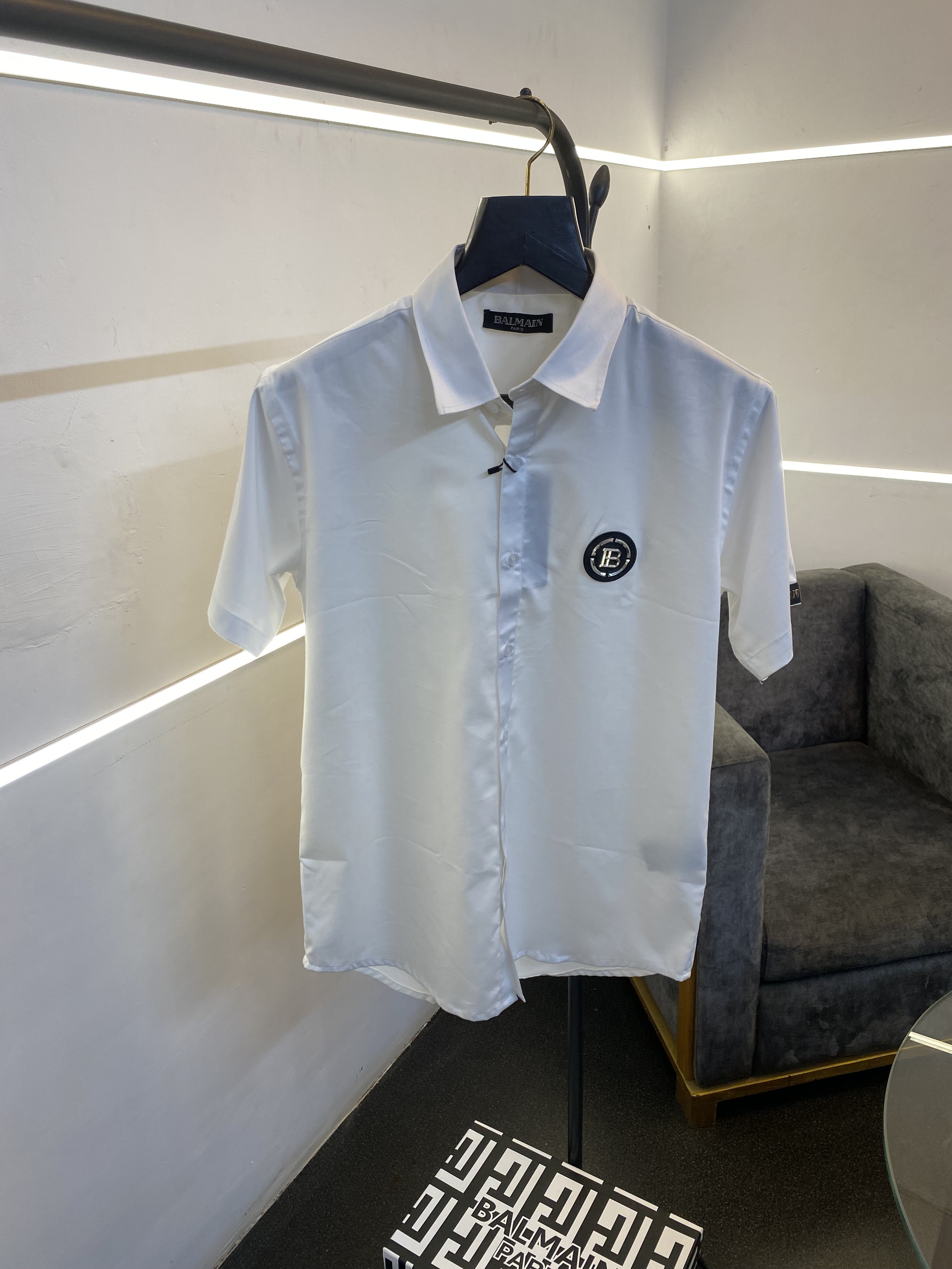 Balman steel chest and sleeves logo half sleeves imported shirt white